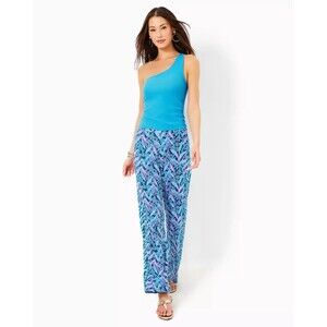NWT Lilly Pulitzer Allena Knit Palazzo Pants Barton Blue Star Gazing Size XL